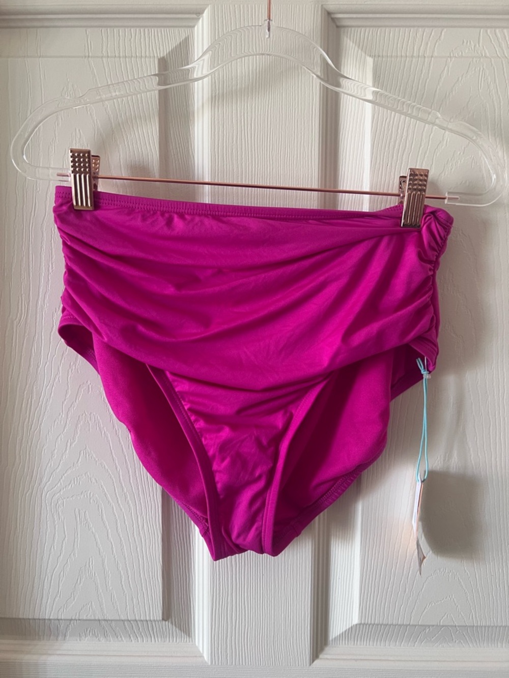 Kona Sol Bright Pink / Fushia High Waist Full Coverage Bikini Bottom Med NWT